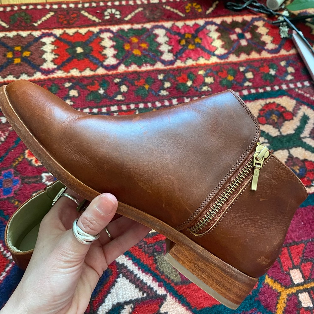 Nisolo brown leather booties.